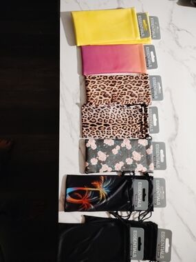 Essentials Sunglass Pouches in Yellow, Pink, Leopard, Floral & Black Feather